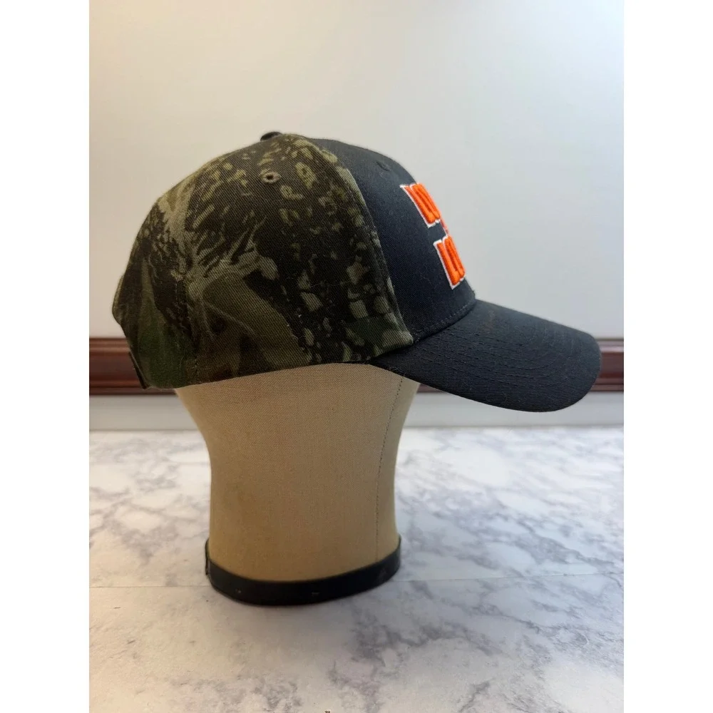 Captivating Headwear Locked and Loaded Camo Trucker Hat Mens Black Orange OSFM